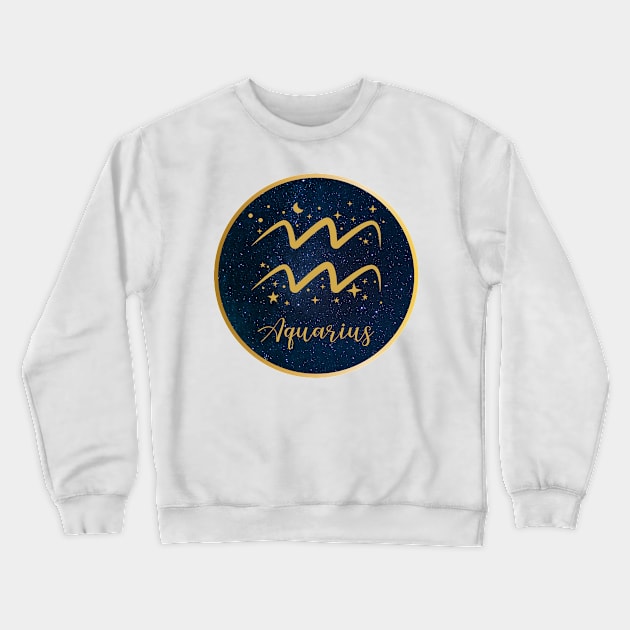 Aquarius Celestial Round Crewneck Sweatshirt by She Gets Creative